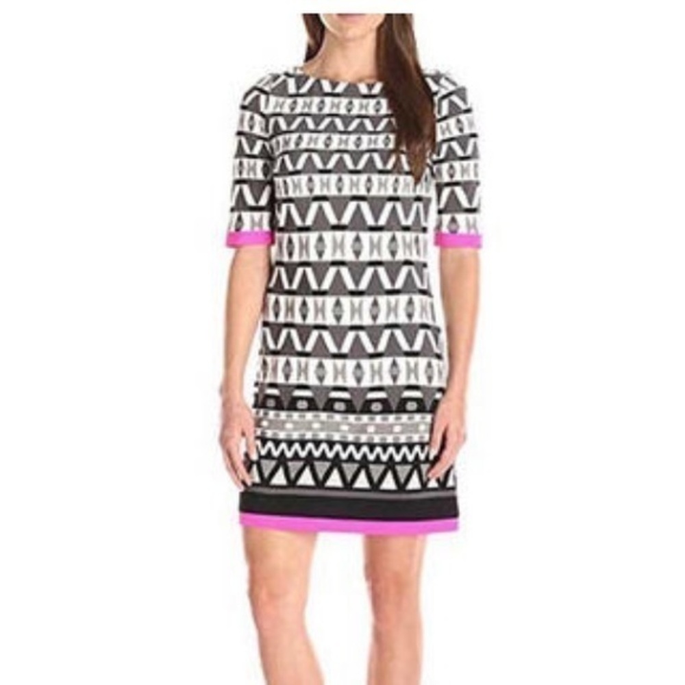 Eliza J Short Sleeve Printed Shift Dress